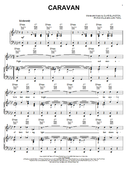 Learn to play Duke Ellington Caravan sheet music for Piano, Vocal & Guitar (Right-Hand Melody) in minutes. Duke Ellington Caravan sheet music notes and chords. Download Printable PDF.