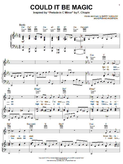 Learn to play Barry Manilow Could It Be Magic sheet music for Piano, Vocal & Guitar (Right-Hand Melody) in minutes. Barry Manilow Could It Be Magic sheet music notes and chords. Download Printable PDF.
