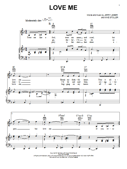 Learn to play Elvis Presley Love Me sheet music for Piano, Vocal & Guitar (Right-Hand Melody) in minutes. Elvis Presley Love Me sheet music notes and chords. Download Printable PDF.