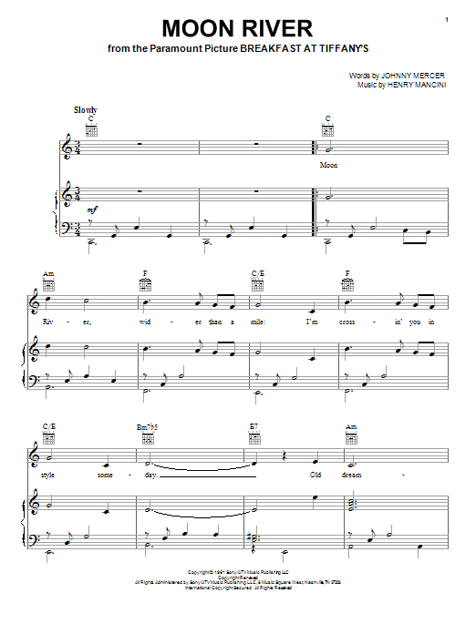 Learn to play Andy Williams Moon River sheet music for Piano, Vocal & Guitar (Right-Hand Melody) in minutes. Andy Williams Moon River sheet music notes and chords. Download Printable PDF.