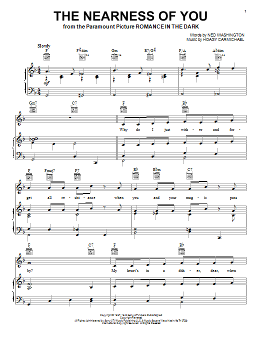 Learn to play Frank Sinatra The Nearness Of You sheet music for Piano, Vocal & Guitar (Right-Hand Melody) in minutes. Frank Sinatra The Nearness Of You sheet music notes and chords. Download Printable PDF.