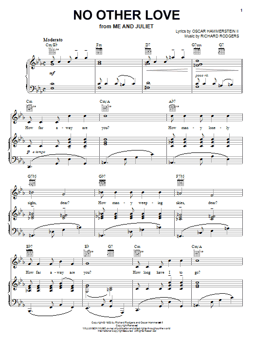 Learn to play Rodgers & Hammerstein No Other Love sheet music for Piano, Vocal & Guitar (Right-Hand Melody) in minutes. Rodgers & Hammerstein No Other Love sheet music notes and chords. Download Printable PDF.