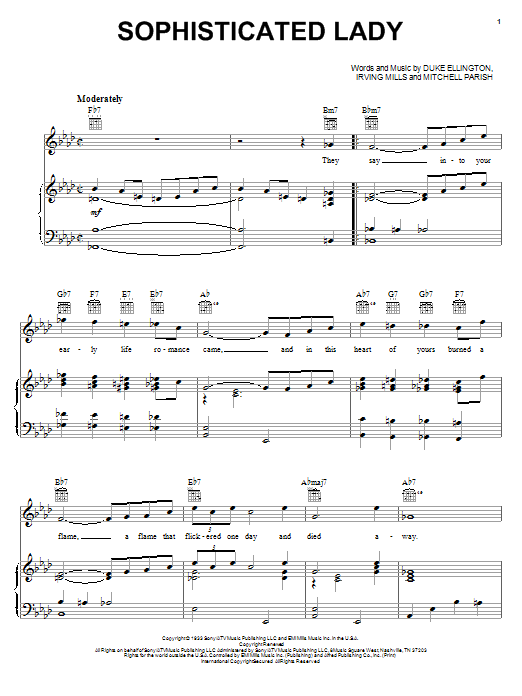 Learn to play Duke Ellington Sophisticated Lady sheet music for Piano, Vocal & Guitar (Right-Hand Melody) in minutes. Duke Ellington Sophisticated Lady sheet music notes and chords. Download Printable PDF.