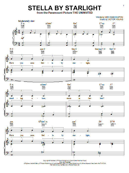Learn to play Victor Young Stella By Starlight sheet music for Piano, Vocal & Guitar (Right-Hand Melody) in minutes. Victor Young Stella By Starlight sheet music notes and chords. Download Printable PDF.