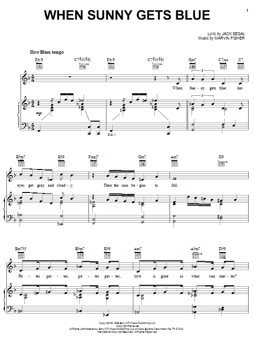 Learn to play Jack Segal When Sunny Gets Blue sheet music for Piano, Vocal & Guitar (Right-Hand Melody) in minutes. Jack Segal When Sunny Gets Blue sheet music notes and chords. Download Printable PDF.