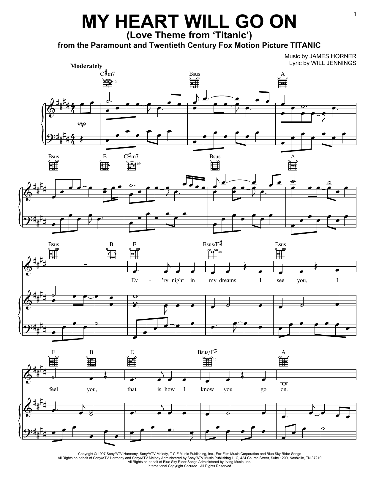 Learn to play Celine Dion My Heart Will Go On (Love Theme from Titanic) sheet music for Piano, Vocal & Guitar (Right-Hand Melody) in minutes. Celine Dion My Heart Will Go On (Love Theme from Titanic) sheet music notes and chords. Download Printable PDF.