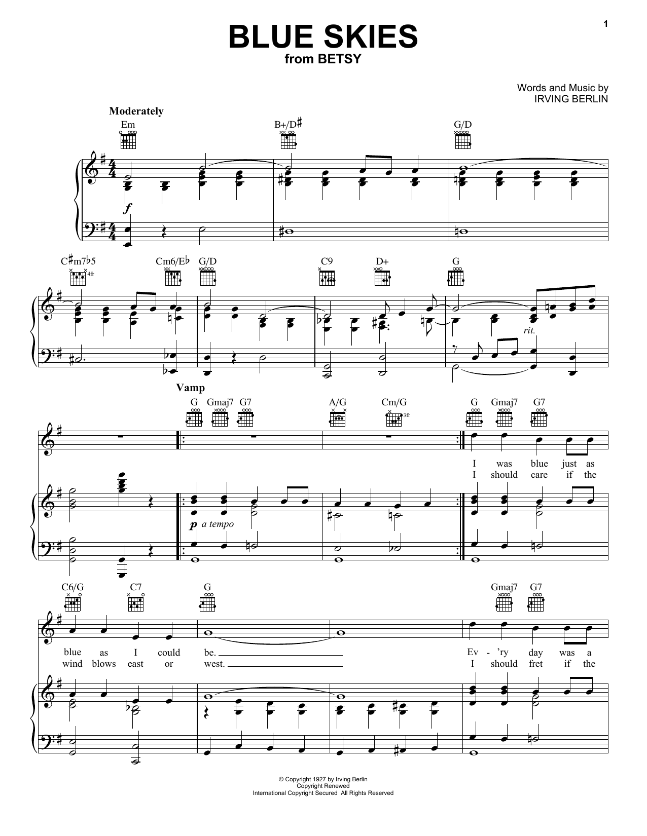 Learn to play Frank Sinatra Blue Skies sheet music for Piano, Vocal & Guitar (Right-Hand Melody) in minutes. Frank Sinatra Blue Skies sheet music notes and chords. Download Printable PDF.