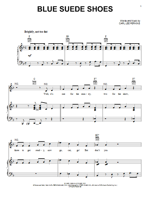 Learn to play Elvis Presley Blue Suede Shoes sheet music for Piano, Vocal & Guitar (Right-Hand Melody) in minutes. Elvis Presley Blue Suede Shoes sheet music notes and chords. Download Printable PDF.
