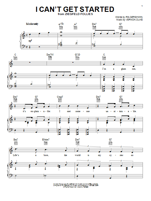 Learn to play Frank Sinatra I Can't Get Started With You sheet music for Piano, Vocal & Guitar (Right-Hand Melody) in minutes. Frank Sinatra I Can't Get Started With You sheet music notes and chords. Download Printable PDF.