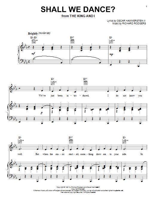 Learn to play Rodgers & Hammerstein Shall We Dance? sheet music for Piano, Vocal & Guitar (Right-Hand Melody) in minutes. Rodgers & Hammerstein Shall We Dance? sheet music notes and chords. Download Printable PDF.