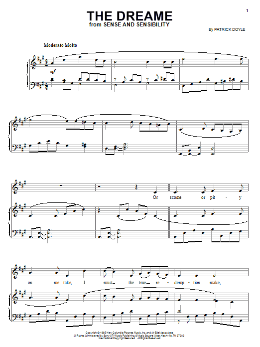 Learn to play Patrick Doyle The Dreame sheet music for Piano, Vocal & Guitar (Right-Hand Melody) in minutes. Patrick Doyle The Dreame sheet music notes and chords. Download Printable PDF.