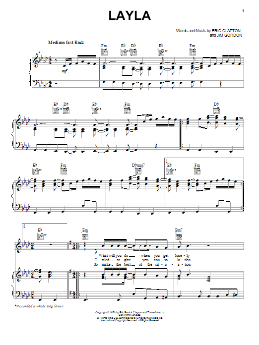 Learn to play Derek And The Dominos Layla sheet music for Piano, Vocal & Guitar (Right-Hand Melody) in minutes. Derek And The Dominos Layla sheet music notes and chords. Download Printable PDF.