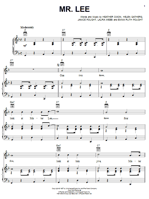 Learn to play The Bobbettes Mr. Lee sheet music for Piano, Vocal & Guitar (Right-Hand Melody) in minutes. The Bobbettes Mr. Lee sheet music notes and chords. Download Printable PDF.