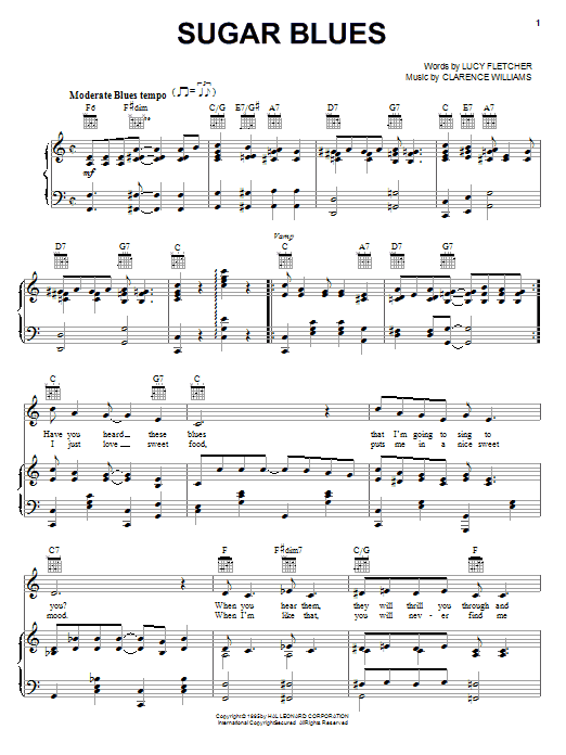 Learn to play Clyde McCoy and his Orchestra Sugar Blues sheet music for Piano, Vocal & Guitar (Right-Hand Melody) in minutes. Clyde McCoy and his Orchestra Sugar Blues sheet music notes and chords. Download Printable PDF.