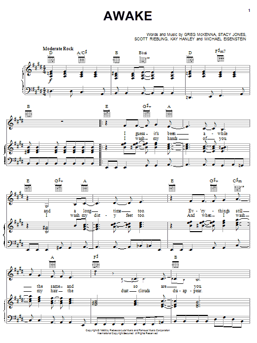 Learn to play Letters To Cleo Awake sheet music for Piano, Vocal & Guitar (Right-Hand Melody) in minutes. Letters To Cleo Awake sheet music notes and chords. Download Printable PDF.