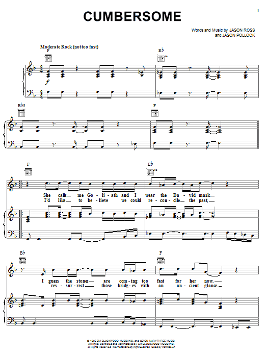 Learn to play Seven Mary Three Cumbersome sheet music for Piano, Vocal & Guitar (Right-Hand Melody) in minutes. Seven Mary Three Cumbersome sheet music notes and chords. Download Printable PDF.