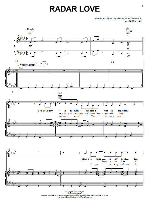 Learn to play Golden Earring Radar Love sheet music for Piano, Vocal & Guitar (Right-Hand Melody) in minutes. Golden Earring Radar Love sheet music notes and chords. Download Printable PDF.