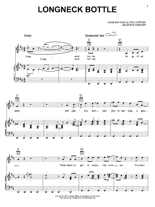 Learn to play Garth Brooks Longneck Bottle sheet music for Piano, Vocal & Guitar (Right-Hand Melody) in minutes. Garth Brooks Longneck Bottle sheet music notes and chords. Download Printable PDF.