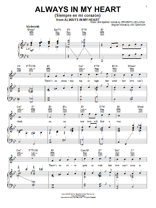 Learn to play Glenn Miller Always In My Heart (Siempre En Mi Corazon) sheet music for Piano, Vocal & Guitar (Right-Hand Melody) in minutes. Glenn Miller Always In My Heart (Siempre En Mi Corazon) sheet music notes and chords. Download Printable PDF.