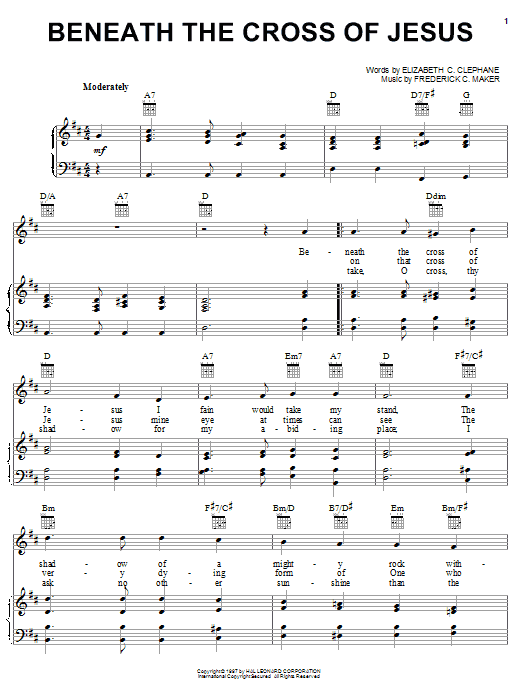Learn to play Elizabeth Cecilia Dou Clephane Beneath The Cross Of Jesus sheet music for Piano, Vocal & Guitar (Right-Hand Melody) in minutes. Elizabeth Cecilia Dou Clephane Beneath The Cross Of Jesus sheet music notes and chords. Download Printable PDF.
