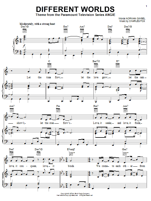 Learn to play Norman Gimbel Different Worlds sheet music for Piano, Vocal & Guitar (Right-Hand Melody) in minutes. Norman Gimbel Different Worlds sheet music notes and chords. Download Printable PDF.