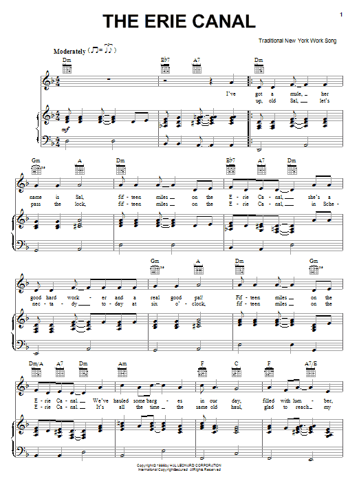 Learn to play New York Work Song The Erie Canal sheet music for Piano, Vocal & Guitar (Right-Hand Melody) in minutes. New York Work Song The Erie Canal sheet music notes and chords. Download Printable PDF.
