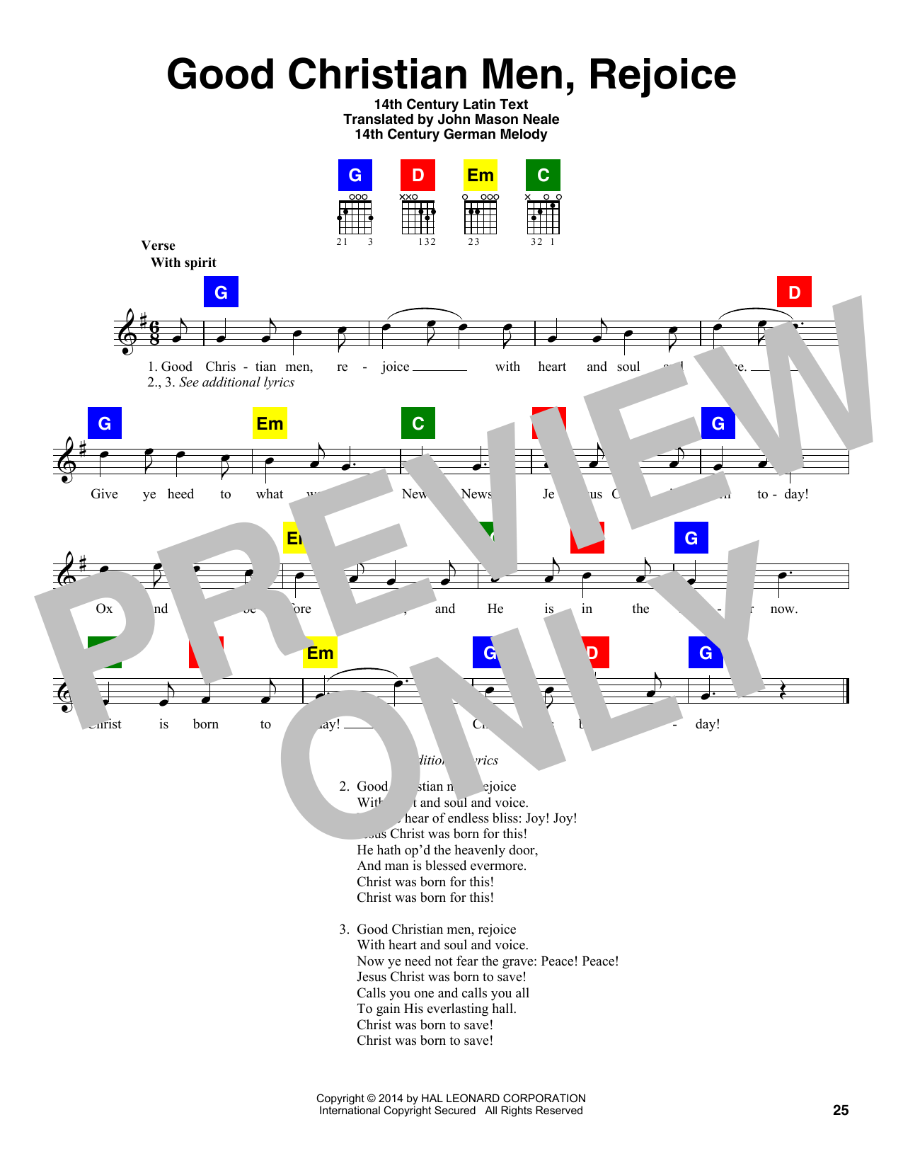 Learn to play Christmas Carol Good Christian Men, Rejoice sheet music for CHDBDY in minutes. Christmas Carol Good Christian Men, Rejoice sheet music notes and chords. Download Printable PDF.