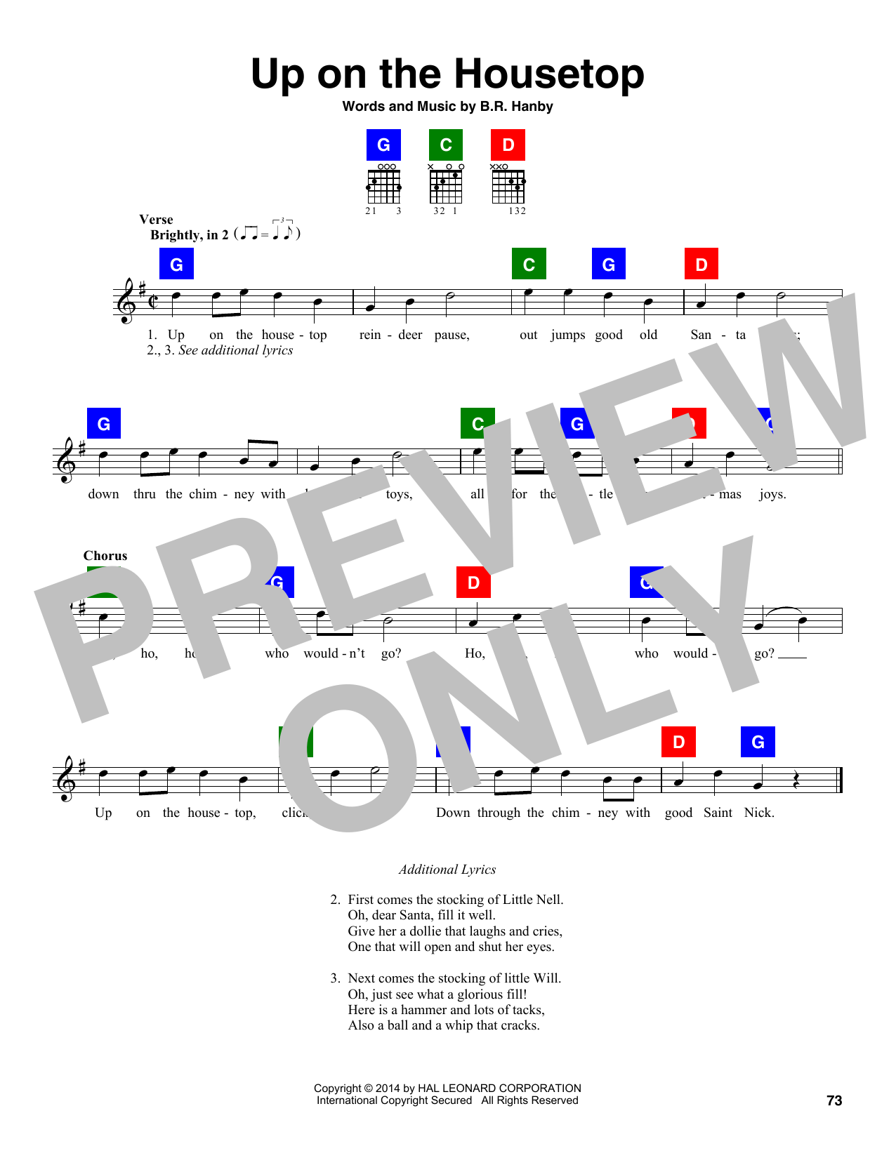 Learn to play B.R. Hanby Up On The Housetop sheet music for CHDBDY in minutes. B.R. Hanby Up On The Housetop sheet music notes and chords. Download Printable PDF.
