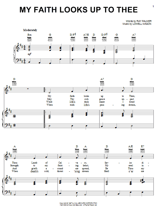 Learn to play Lowell Mason My Faith Looks Up To Thee sheet music for Piano, Vocal & Guitar (Right-Hand Melody) in minutes. Lowell Mason My Faith Looks Up To Thee sheet music notes and chords. Download Printable PDF.