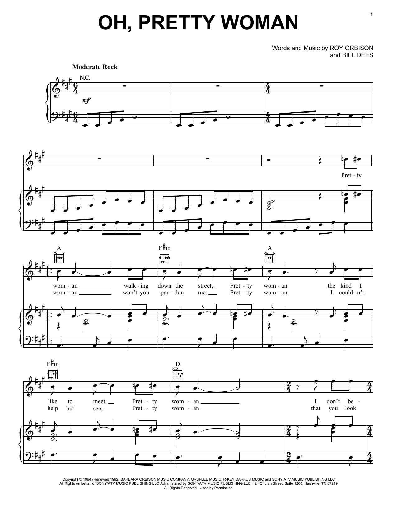 Learn to play Roy Orbison Oh, Pretty Woman sheet music for Piano, Vocal & Guitar (Right-Hand Melody) in minutes. Roy Orbison Oh, Pretty Woman sheet music notes and chords. Download Printable PDF.