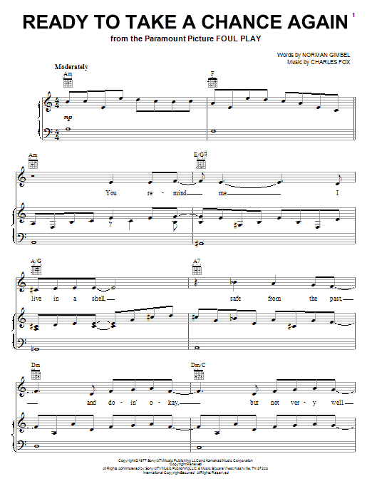 Learn to play Barry Manilow Ready To Take A Chance Again (Love Theme) sheet music for Piano, Vocal & Guitar (Right-Hand Melody) in minutes. Barry Manilow Ready To Take A Chance Again (Love Theme) sheet music notes and chords. Download Printable PDF.