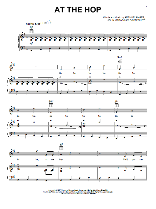 Learn to play Danny & The Juniors At The Hop sheet music for Piano, Vocal & Guitar (Right-Hand Melody) in minutes. Danny & The Juniors At The Hop sheet music notes and chords. Download Printable PDF.