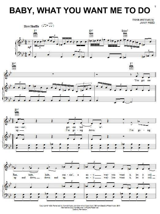 Learn to play Etta James Baby, What You Want Me To Do sheet music for Piano, Vocal & Guitar (Right-Hand Melody) in minutes. Etta James Baby, What You Want Me To Do sheet music notes and chords. Download Printable PDF.