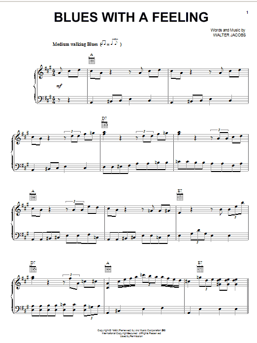 Learn to play Walter Jacobs Blues With A Feeling sheet music for Piano, Vocal & Guitar (Right-Hand Melody) in minutes. Walter Jacobs Blues With A Feeling sheet music notes and chords. Download Printable PDF.