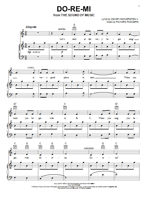 Learn to play Rodgers & Hammerstein Do-Re-Mi sheet music for Piano, Vocal & Guitar (Right-Hand Melody) in minutes. Rodgers & Hammerstein Do-Re-Mi sheet music notes and chords. Download Printable PDF.