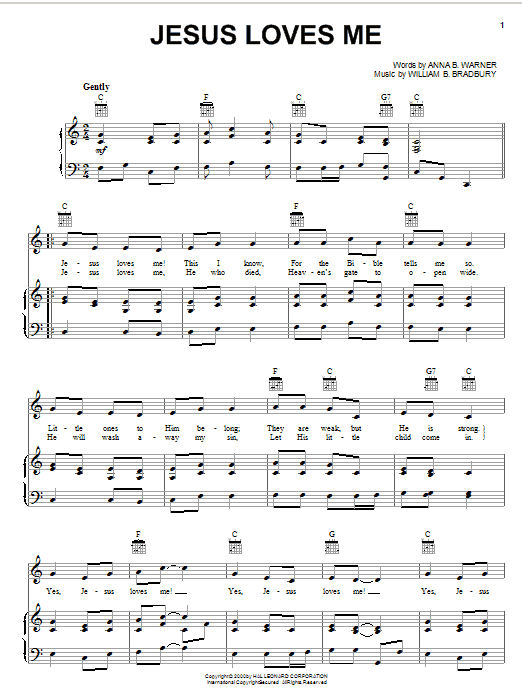 Learn to play Anna B. Warner Jesus Loves Me sheet music for Piano, Vocal & Guitar (Right-Hand Melody) in minutes. Anna B. Warner Jesus Loves Me sheet music notes and chords. Download Printable PDF.