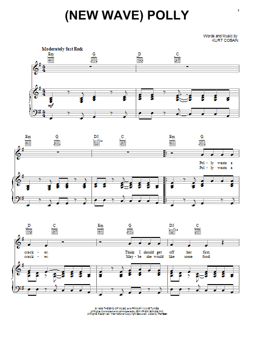 Learn to play Nirvana (New Wave) Polly sheet music for Piano, Vocal & Guitar (Right-Hand Melody) in minutes. Nirvana (New Wave) Polly sheet music notes and chords. Download Printable PDF.