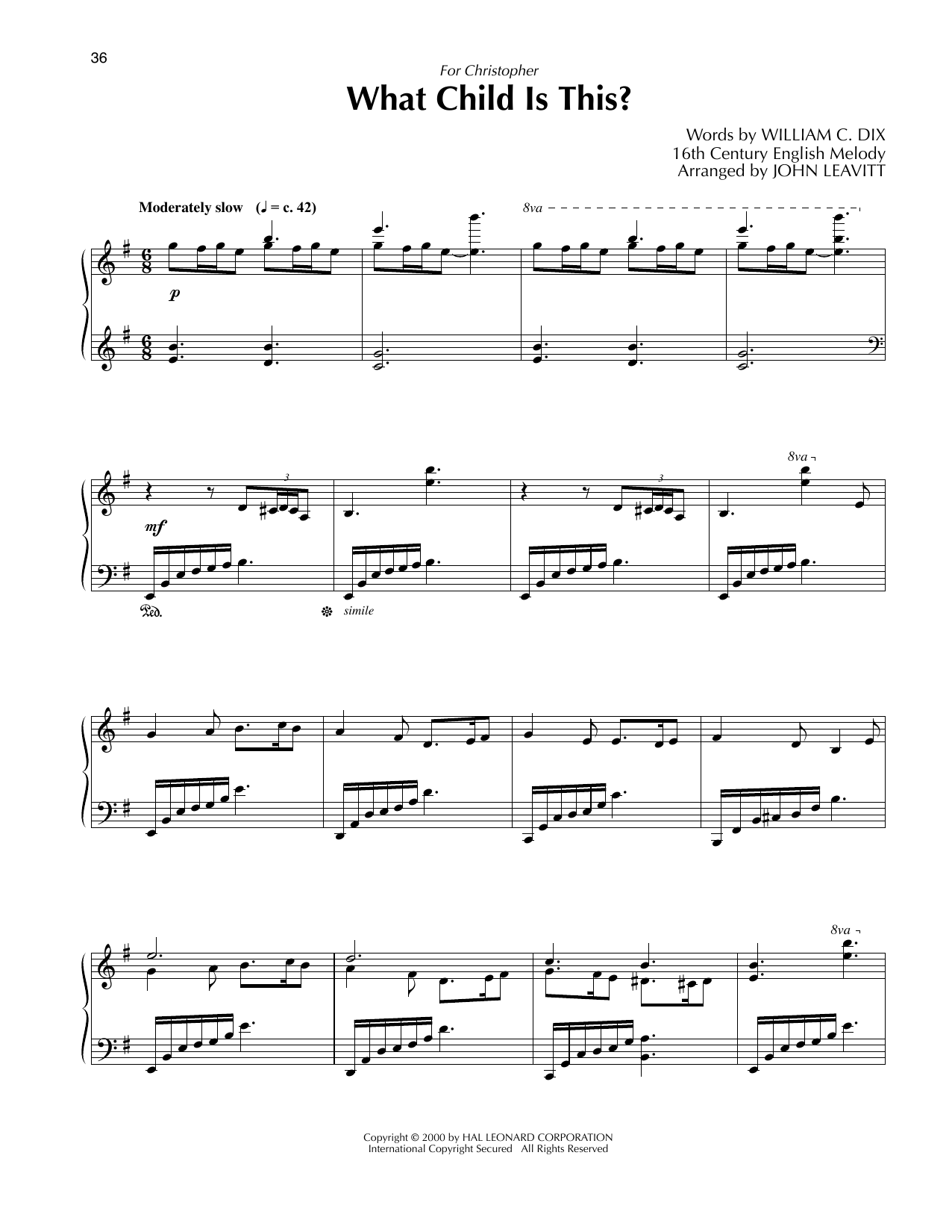 Download 16th Century English Melody What Child Is This? (arr. John Leavitt) Sheet Music and learn how to play Piano Solo PDF digital score in minutes