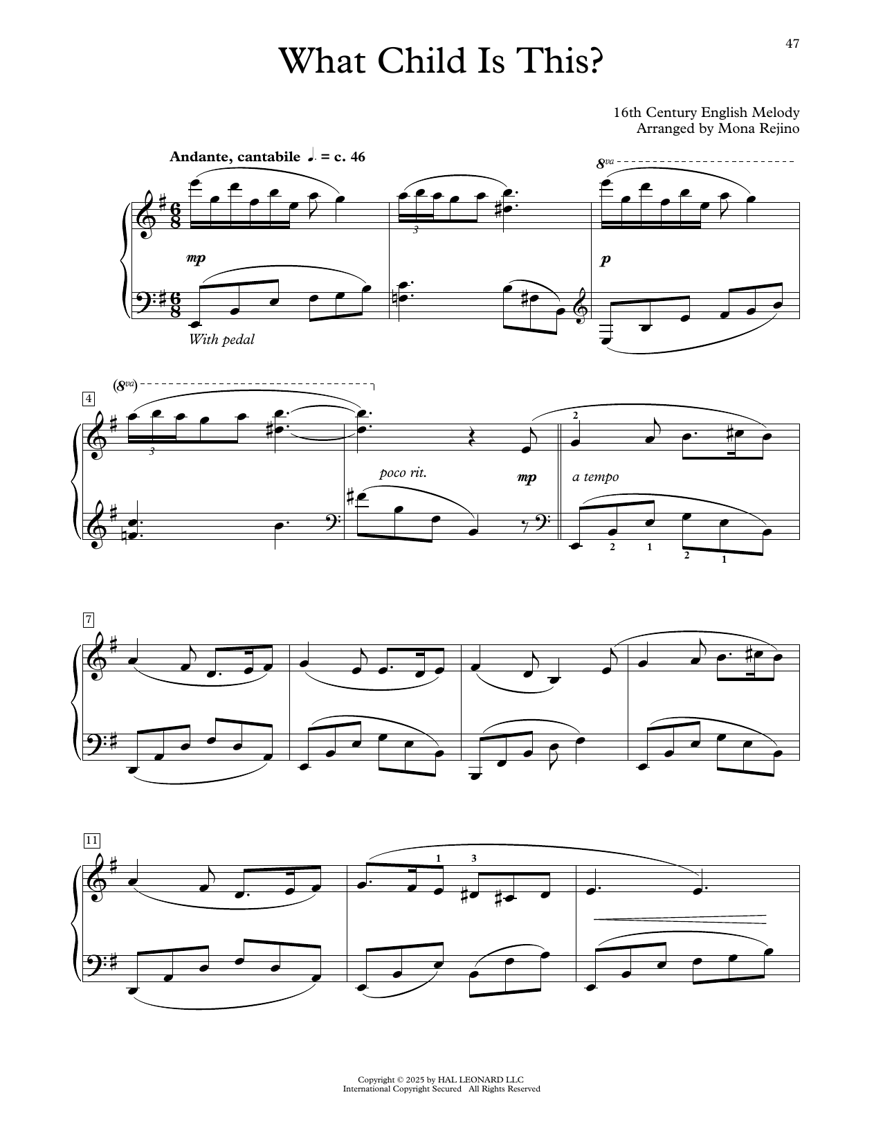 Download 16th Century English Melody What Child Is This? (arr. Mona Rejino) Sheet Music and learn how to play Educational Piano PDF digital score in minutes