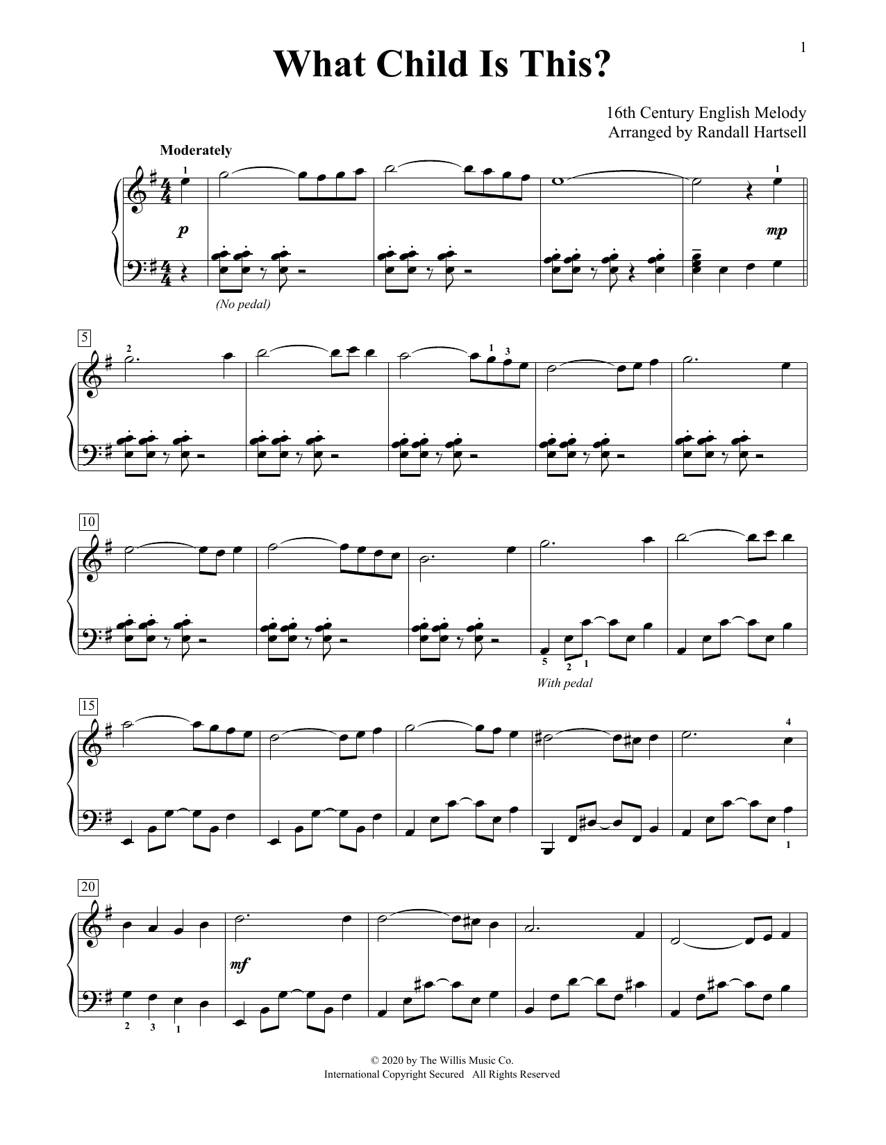 Download 16th Century English Melody What Child Is This? (arr. Randall Hartsell) Sheet Music and learn how to play Educational Piano PDF digital score in minutes