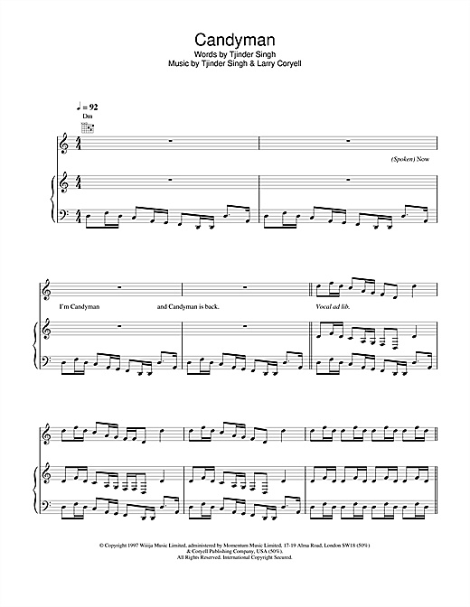Learn to play Cornershop Candyman sheet music for Piano, Vocal & Guitar in minutes. Cornershop Candyman sheet music notes and chords. Download Printable PDF.