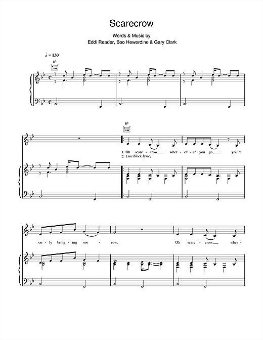 Learn to play Eddi Reader Scarecrow sheet music for Piano, Vocal & Guitar (Right-Hand Melody) in minutes. Eddi Reader Scarecrow sheet music notes and chords. Download Printable PDF.