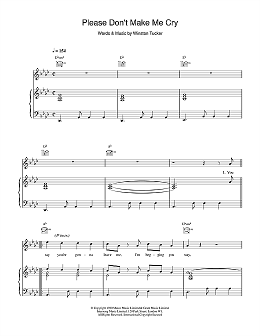 Learn to play UB40 Please Don't Make Me Cry sheet music for Piano, Vocal & Guitar (Right-Hand Melody) in minutes. UB40 Please Don't Make Me Cry sheet music notes and chords. Download Printable PDF.