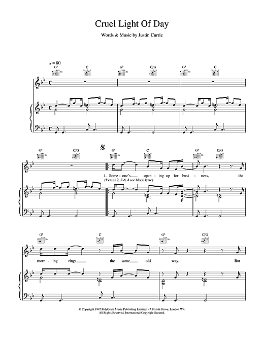 Learn to play Del Amitri Cruel Light Of Day sheet music for Piano, Vocal & Guitar (Right-Hand Melody) in minutes. Del Amitri Cruel Light Of Day sheet music notes and chords. Download Printable PDF.