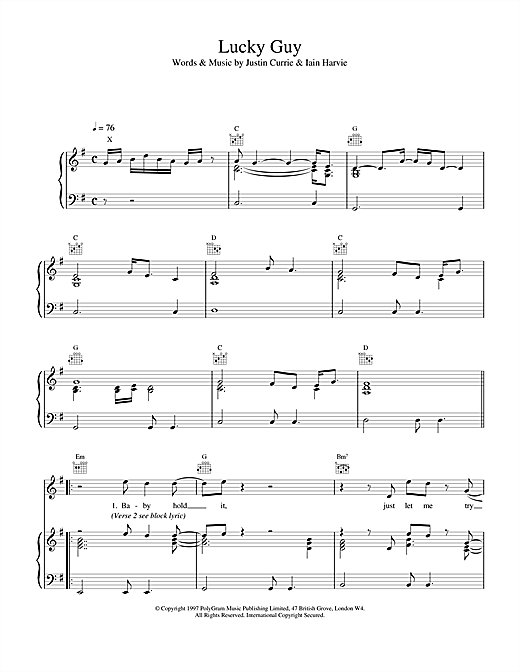 Learn to play Del Amitri Lucky Guy sheet music for Piano, Vocal & Guitar (Right-Hand Melody) in minutes. Del Amitri Lucky Guy sheet music notes and chords. Download Printable PDF.