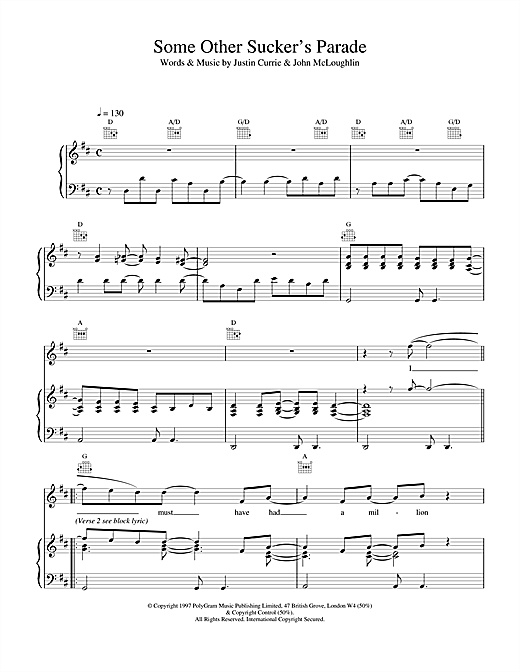 Learn to play Del Amitri Some Other Sucker's Parade sheet music for Piano, Vocal & Guitar (Right-Hand Melody) in minutes. Del Amitri Some Other Sucker's Parade sheet music notes and chords. Download Printable PDF.