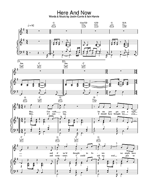 Learn to play Del Amitri Here And Now sheet music for Piano, Vocal & Guitar (Right-Hand Melody) in minutes. Del Amitri Here And Now sheet music notes and chords. Download Printable PDF.