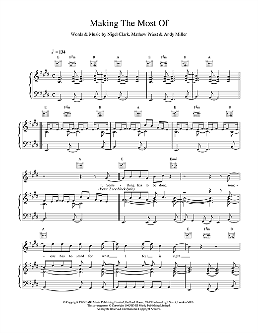 Learn to play Stereophonics Making The Most Of sheet music for Piano, Vocal & Guitar (Right-Hand Melody) in minutes. Stereophonics Making The Most Of sheet music notes and chords. Download Printable PDF.
