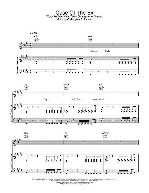 Learn to play Mya Case Of The Ex sheet music for Piano, Vocal & Guitar in minutes. Mya Case Of The Ex sheet music notes and chords. Download Printable PDF.