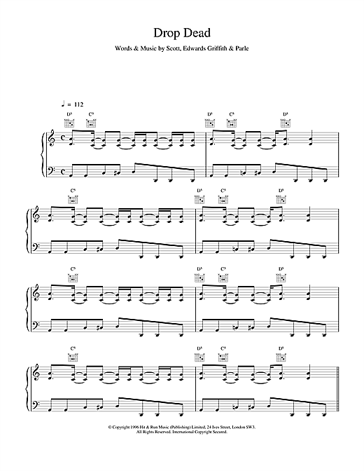 Learn to play Space Drop Dead sheet music for Piano, Vocal & Guitar (Right-Hand Melody) in minutes. Space Drop Dead sheet music notes and chords. Download Printable PDF.